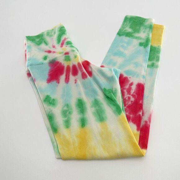 Electric & Rose Muti-Color Tie Dye High Rise Cotton Leggings - Picture 2 of 5